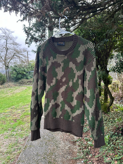 70s Green Camo Sweater