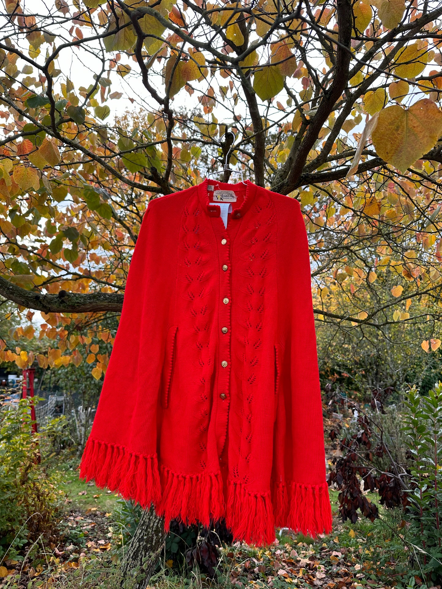 70s Red Sweater Cape