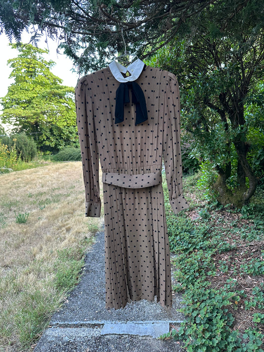 60s/70s Brown Polka Dot Dress