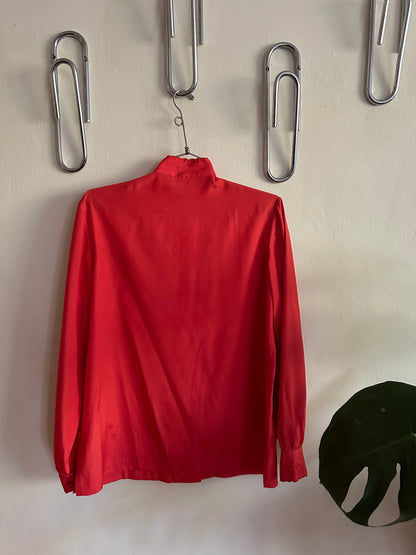 80s Red Hand Embroidered Blouse