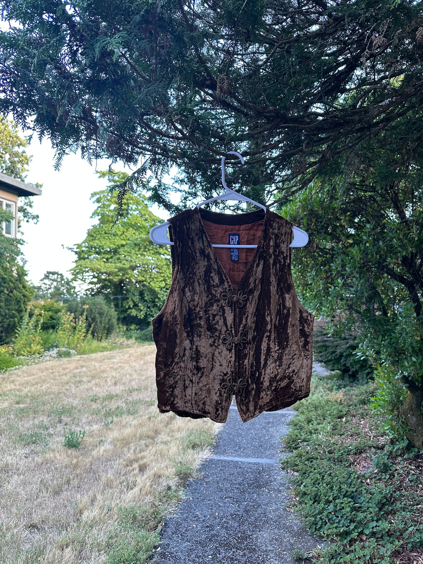 90s Brown velvet vest