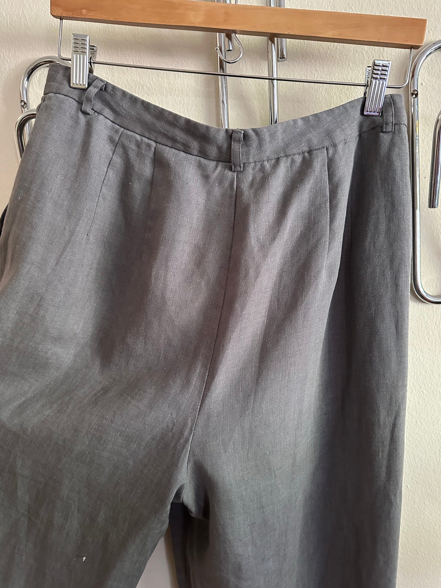 90s Grey Linen Pleated Trousers