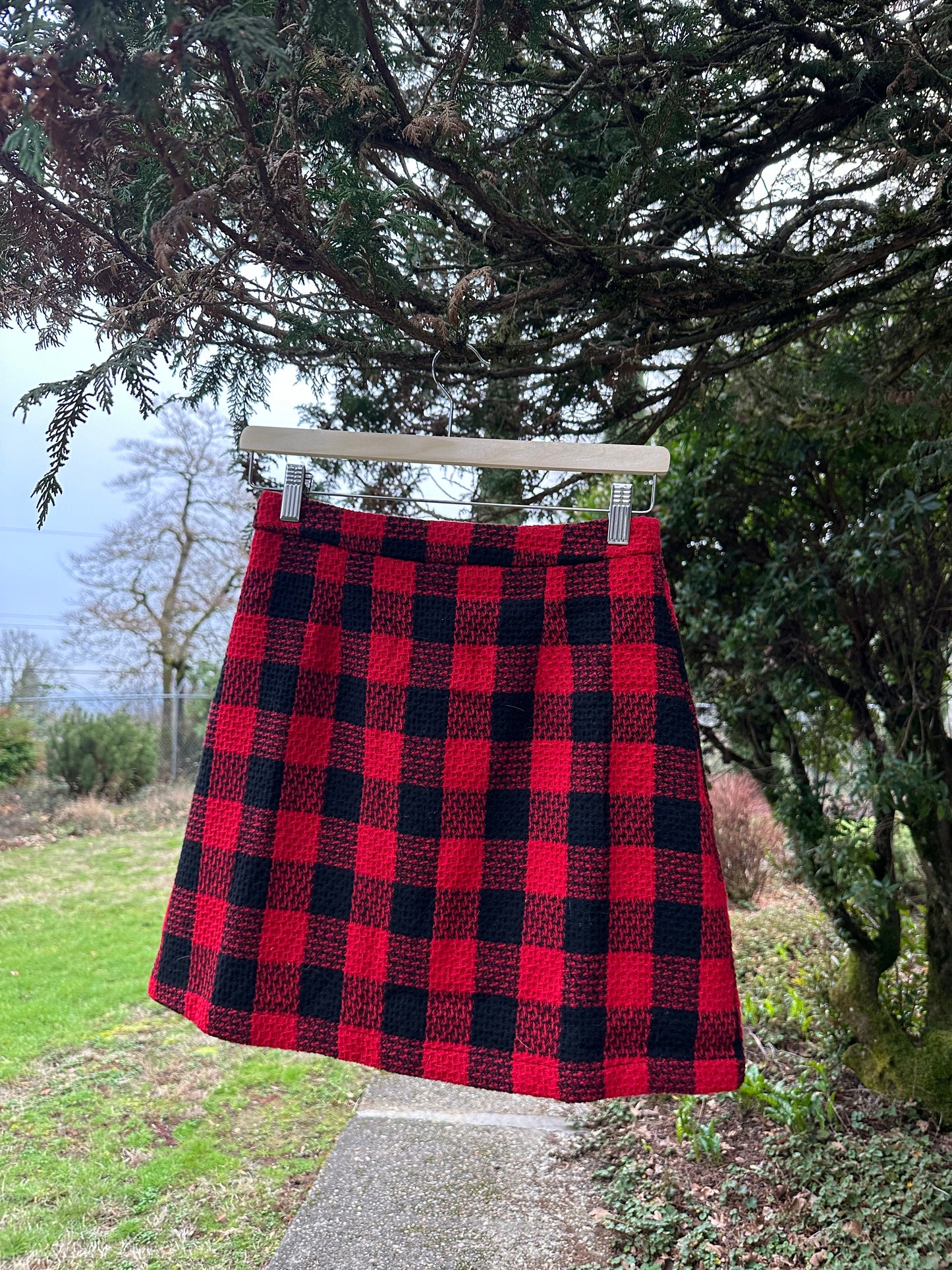 90s Red Buffalo Print Mini Skirt