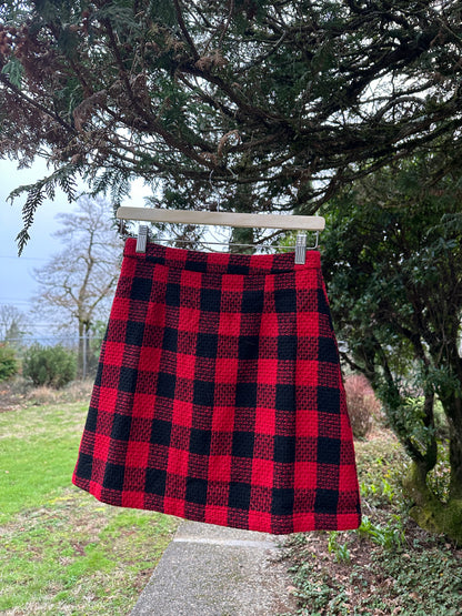 90s Red Buffalo Print Mini Skirt