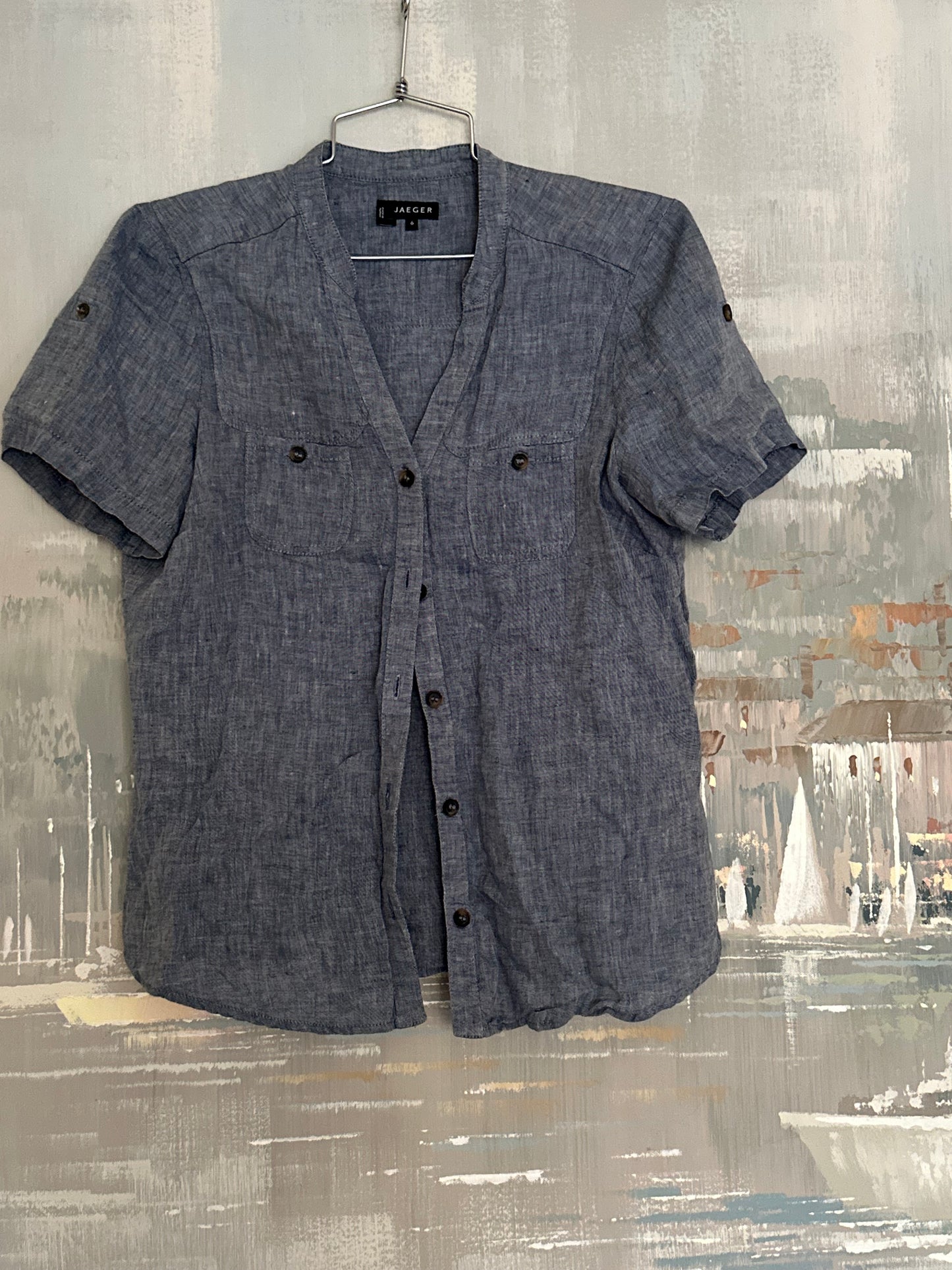 90s Blue chambray Jaeger Shirt
