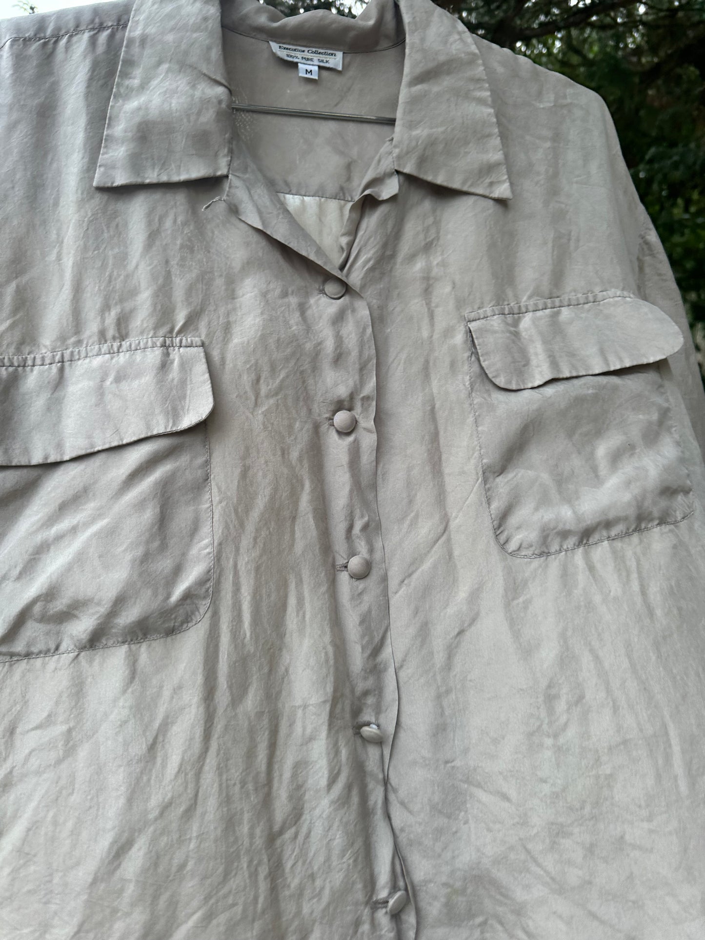 90s Tan Silk Shirt