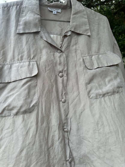 90s Tan Silk Shirt