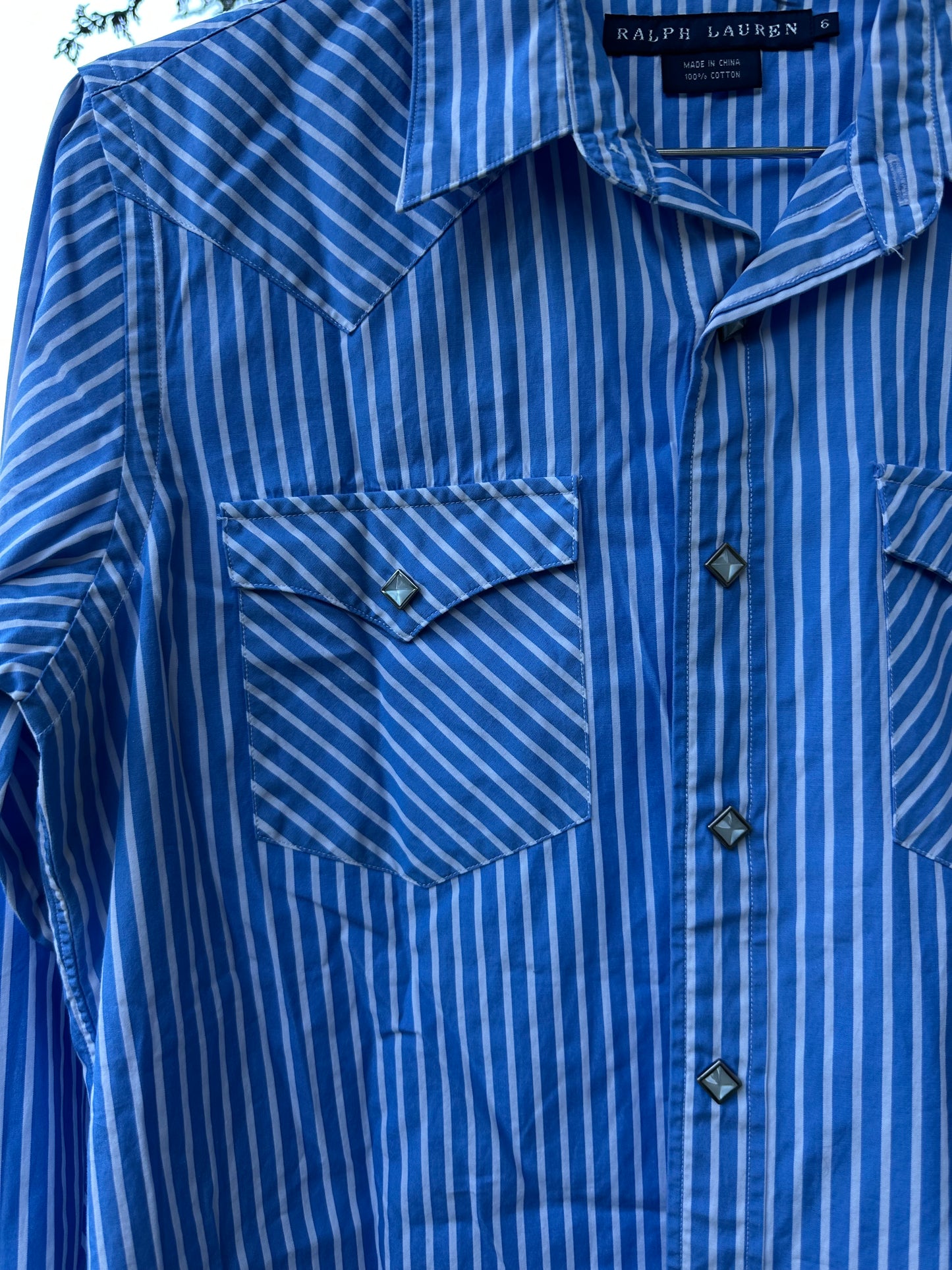 90s Blue Stripe Ralph Lauren Yeehaw Shirt