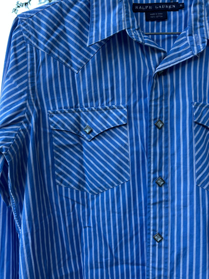 90s Blue Stripe Ralph Lauren Yeehaw Shirt
