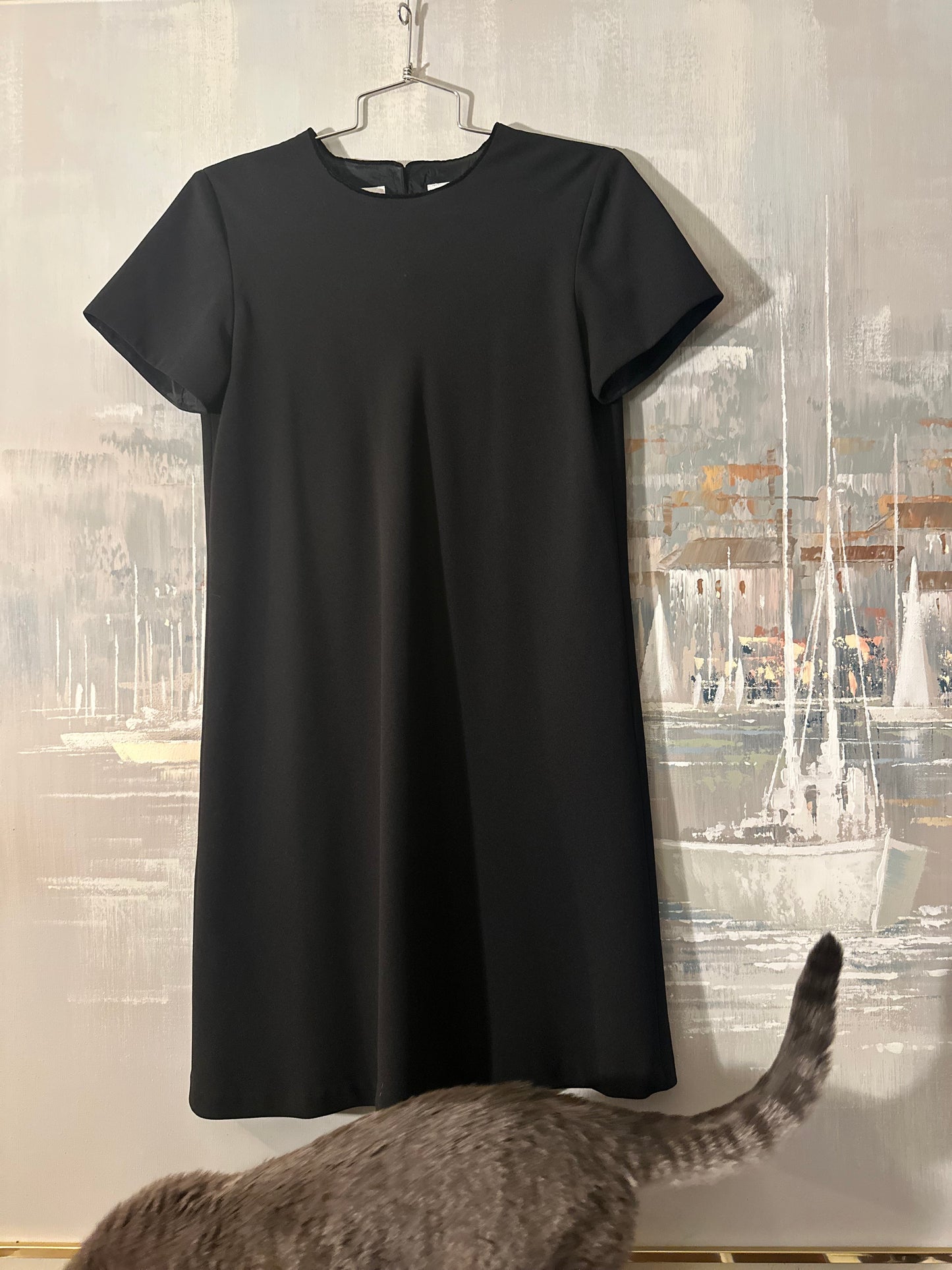 90s Black Velvet Trim dress- Liz Clairborne