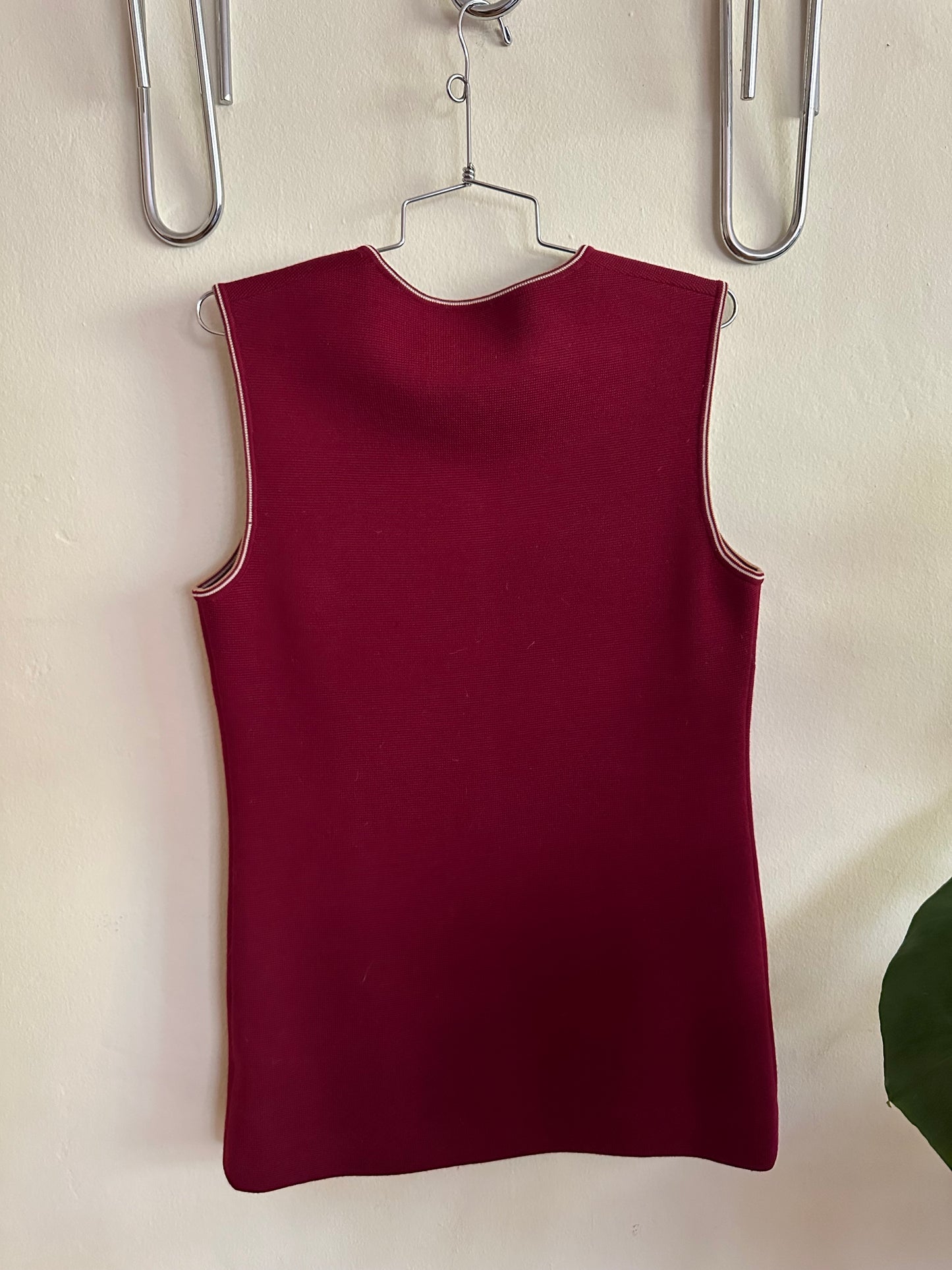 70s Red/Burgundy Longline Wool Vest/Waistcoat