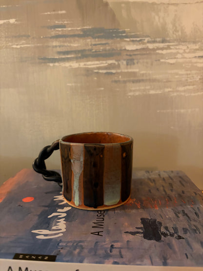 Handmade Stripe twist handle Mug