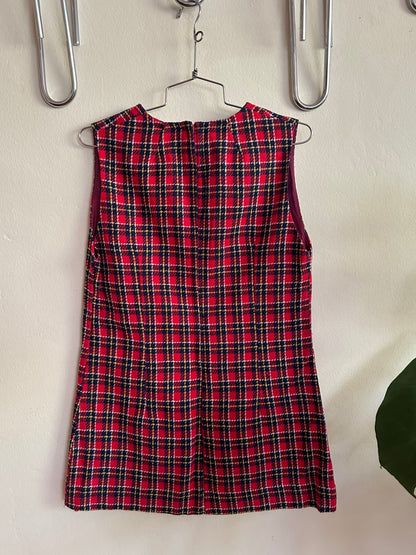 60s/70s Red Plaid Jumper or Longline Top