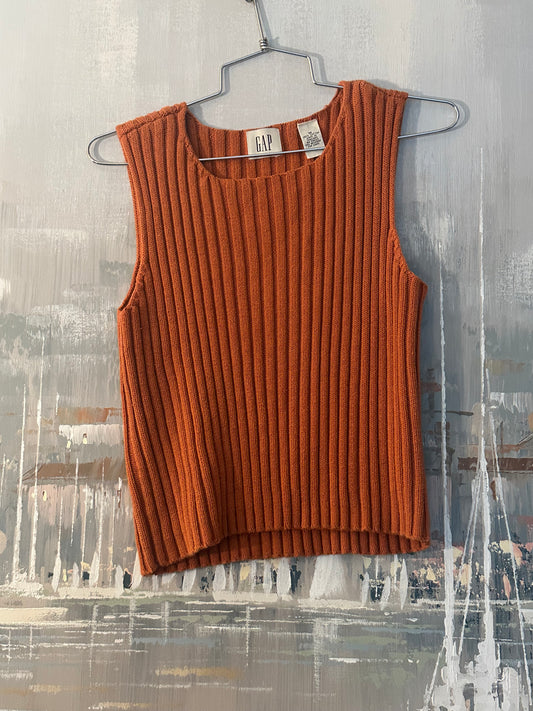 90s Orange Knit Gap Tank Top