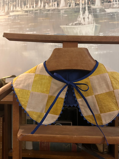 Upcycled patchwork Botanically Dyed Detachable Collar: Turmeric and Hibiscus