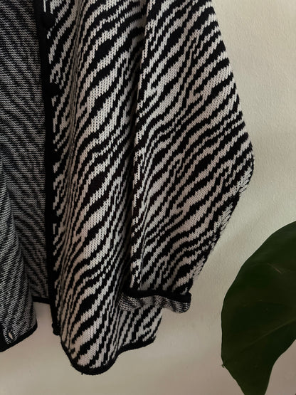 80s Zebra Print Wool Blend Cardigan