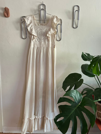 70s White Apron Dress