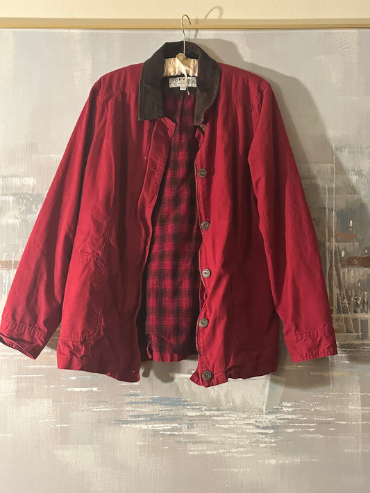 90s red barn jacket with chord collar -Orvis