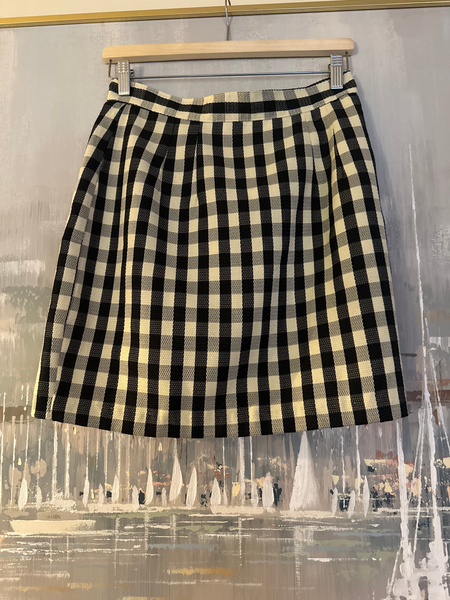90s Black and White Gingham Skirt