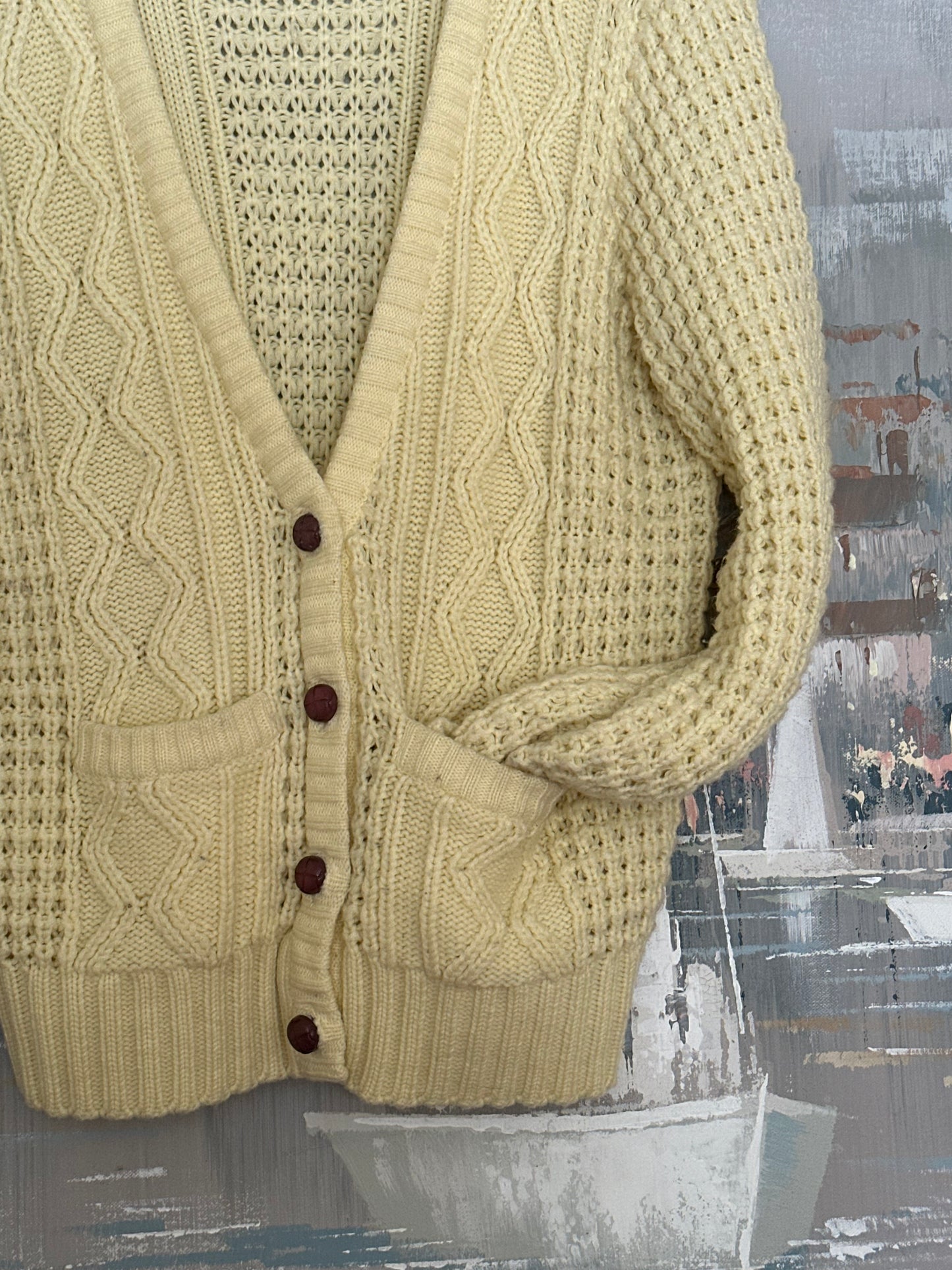 80s/90s Yellow Fisherman Cardigan