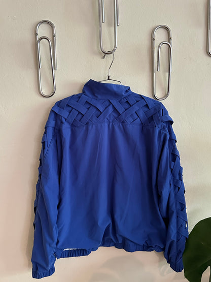 80s/90s Blue Windbreaker with Lattice Sleeves