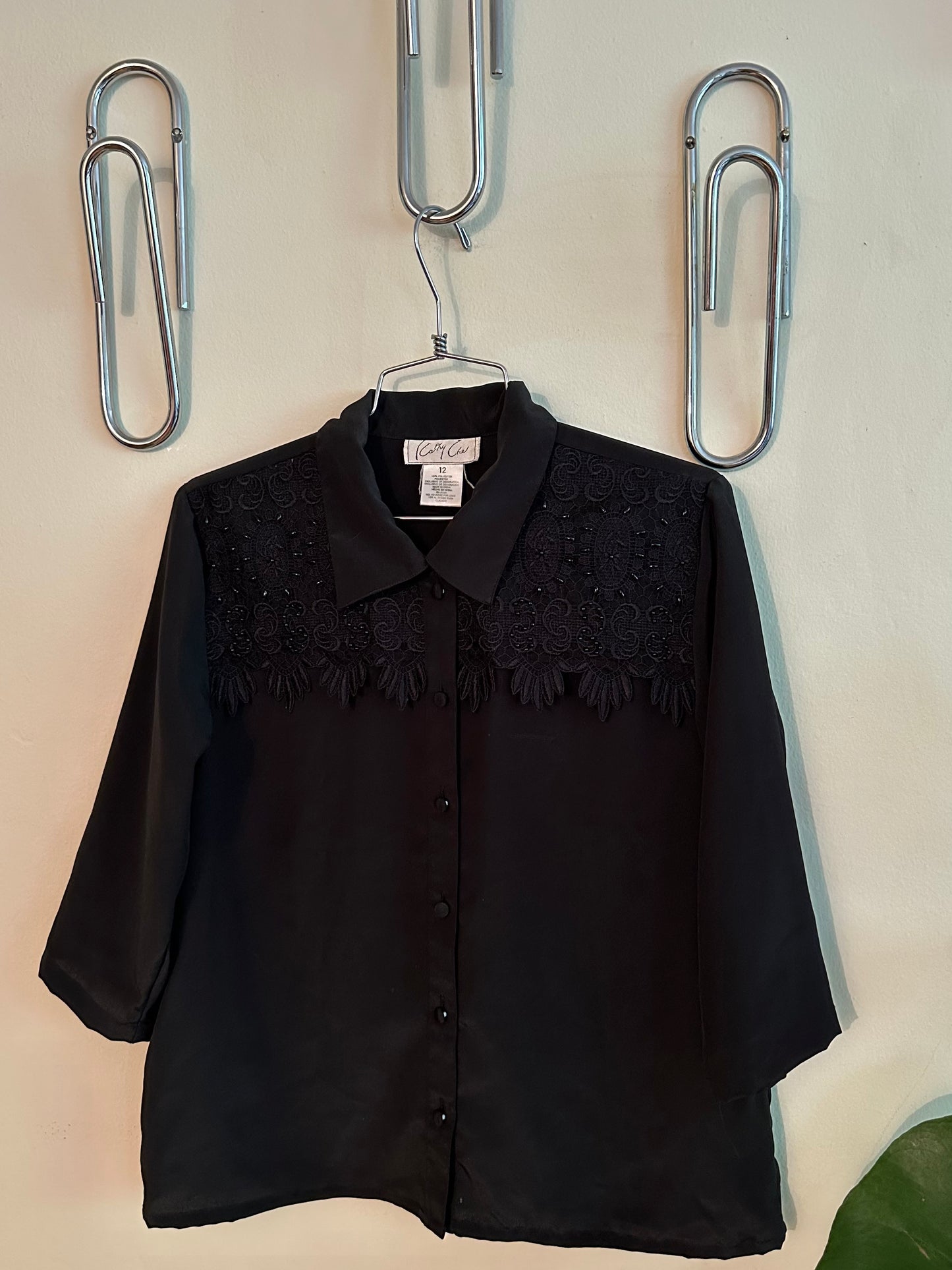 90s Black Beaded Blouse