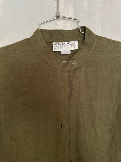 90s Green Linen Saks Fifth Avenue Shirt