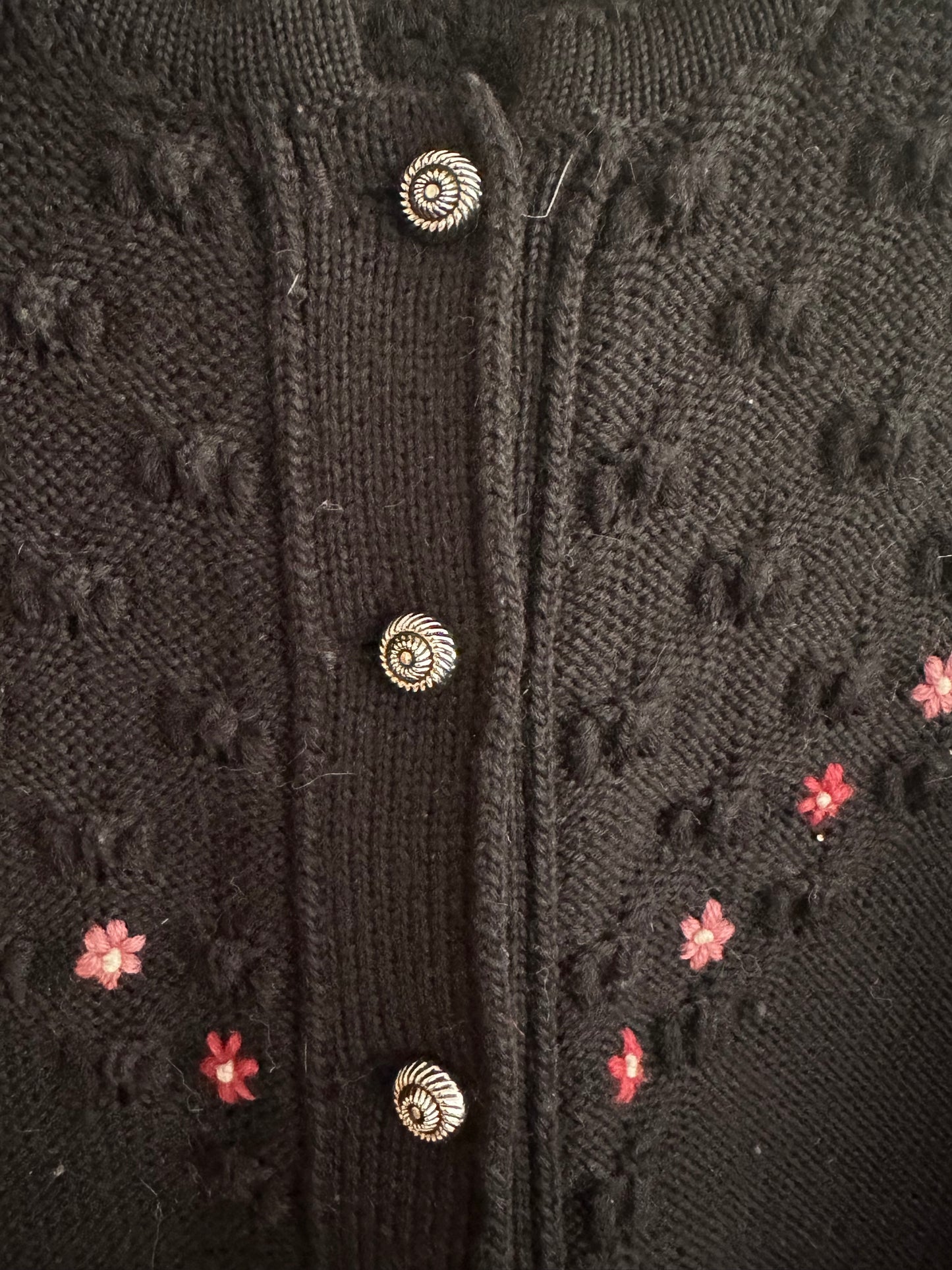 80s/90s Black Floral Cardigan