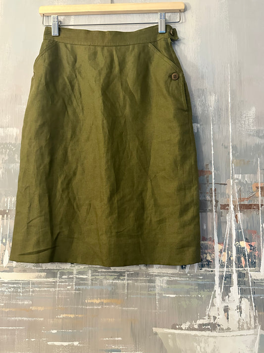 90s Green Italian Linen Skirt