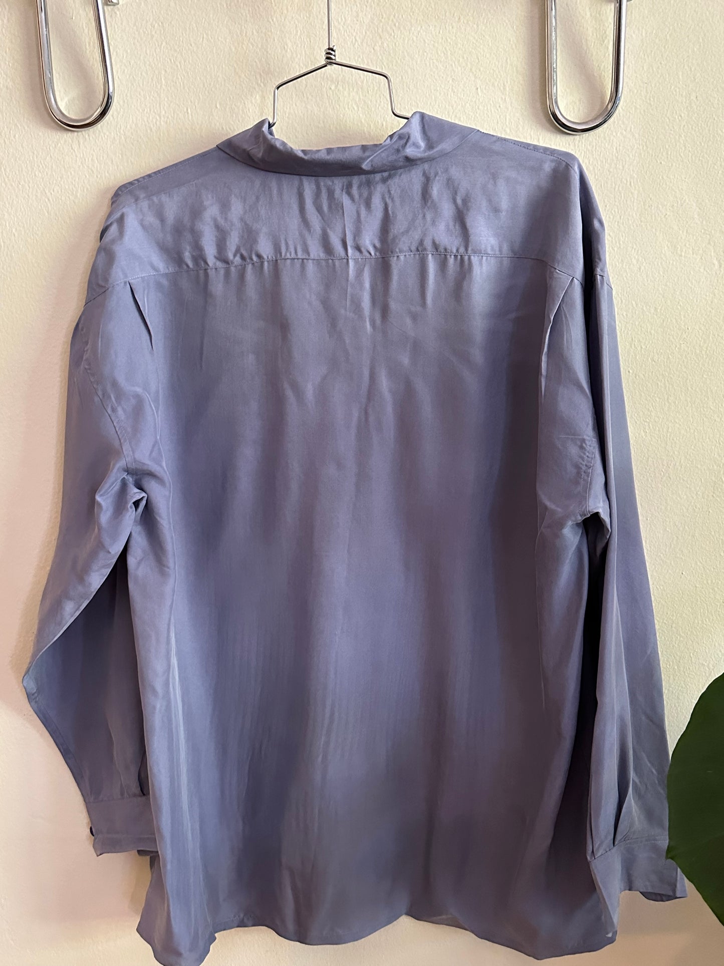 90s Blue Silk Button Down Shirt