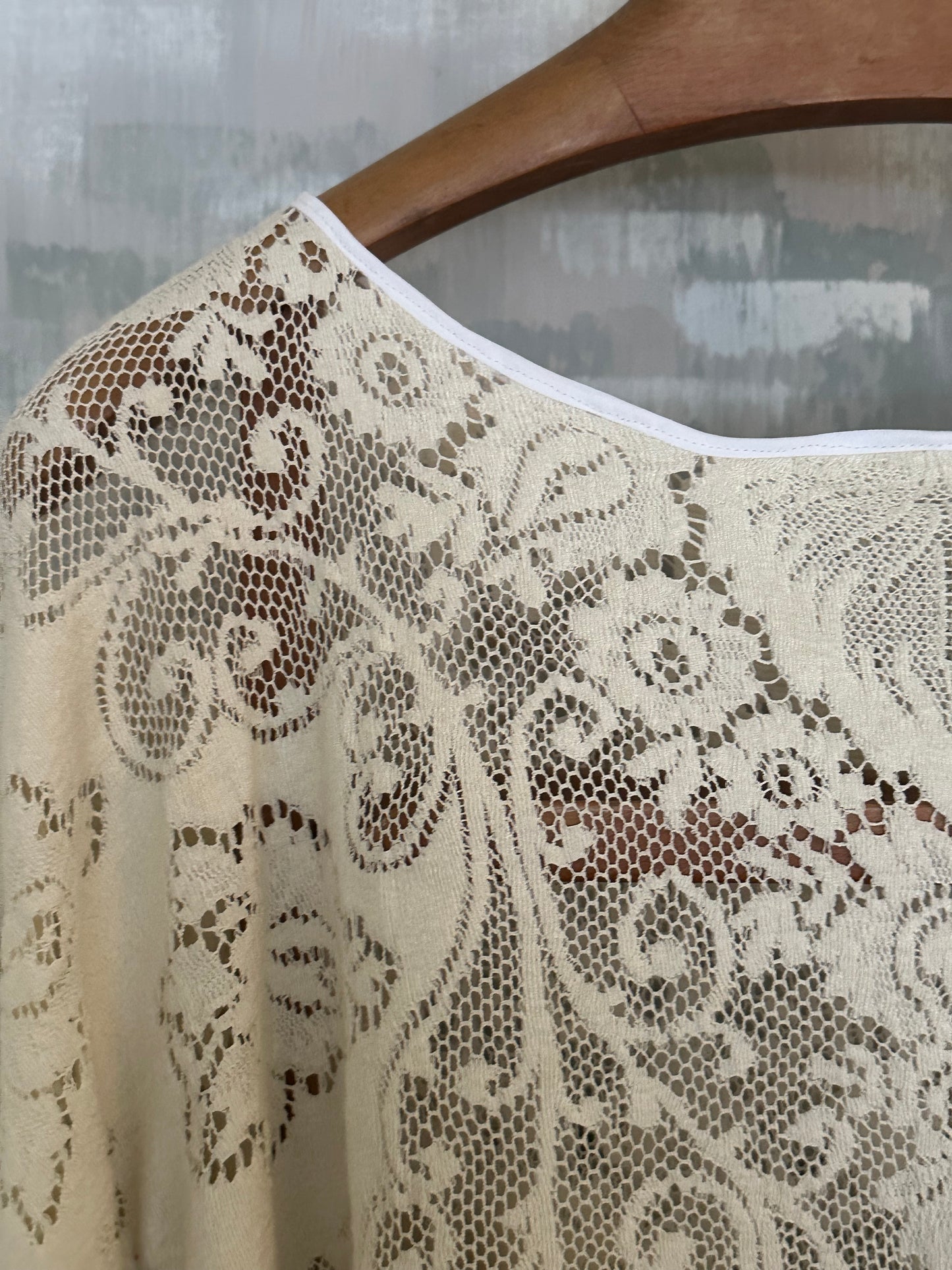 Upcycled Lace Table Cloth Batwing Dress