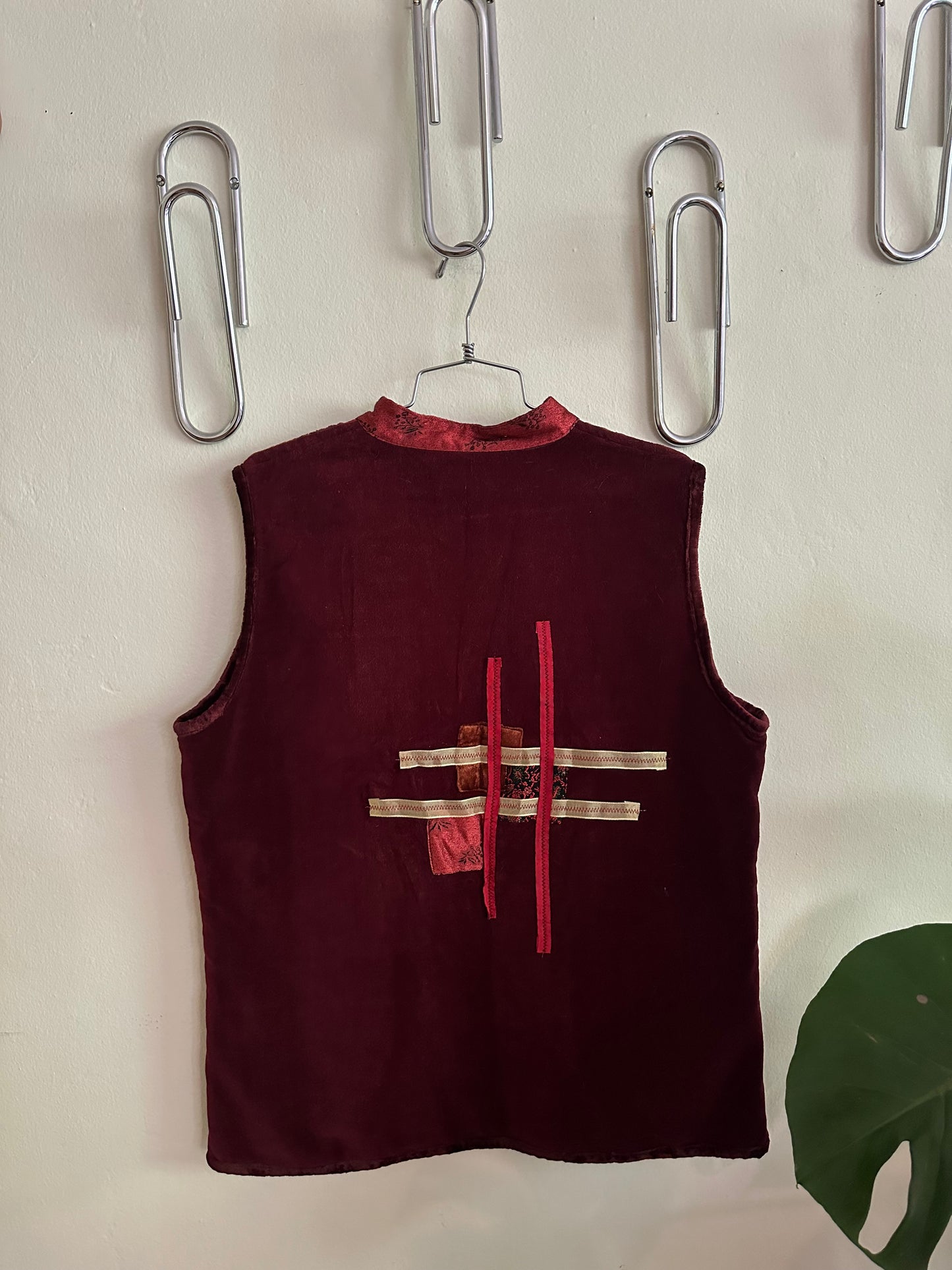 90s/Y2K Red Patchwork Vest