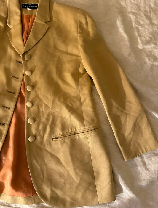 90s Tan Silk Saks Fifth Avenue The Works blazer