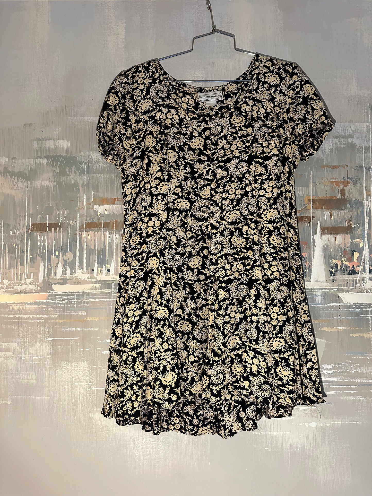 90s Black Floral Dress