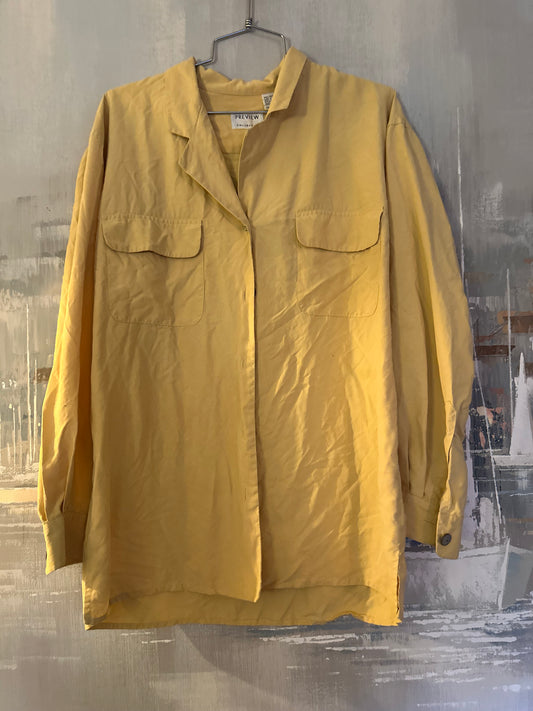 90s Butter Yellow Silk Shirt -preview
