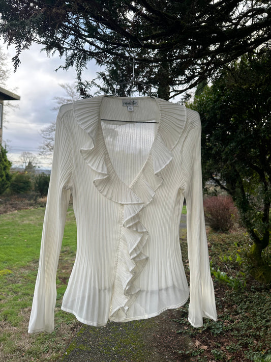Y2K White Frilly Shirt
