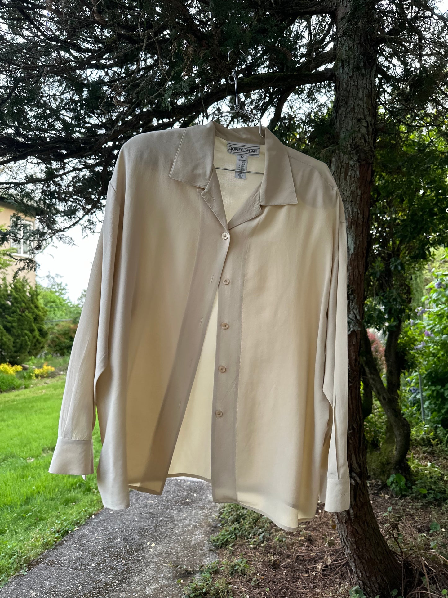 90s Tan Silk Shirt