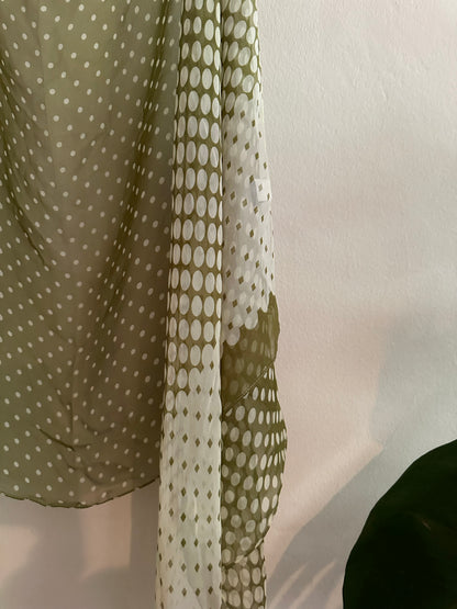 Scarf: Green Silk Polka Dot