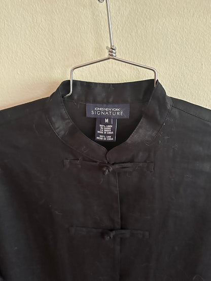 90s Black Linen Jacket