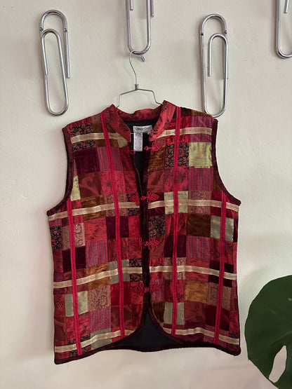 90s/Y2K Red Patchwork Vest