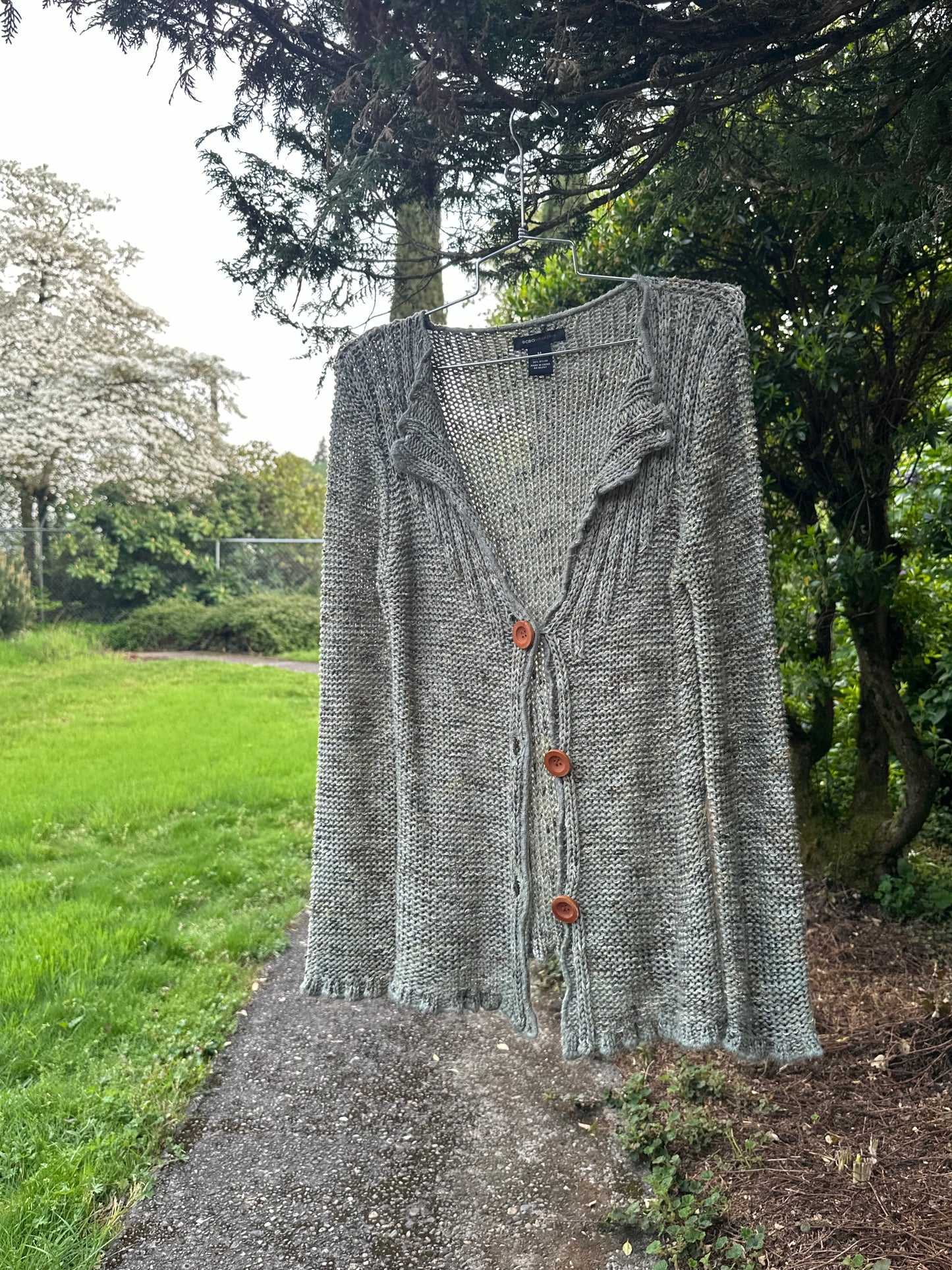 Y2K green dkny cardigan