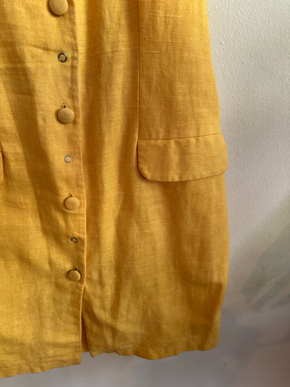 90s Yellow Cross Back Halter Dress