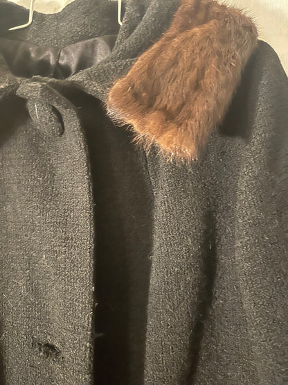 50s Black Mink Trim Coat