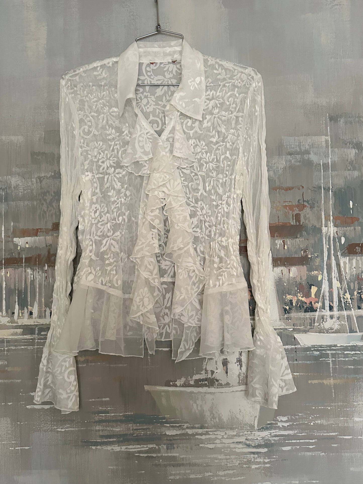 Y2K White Frilly Shirt