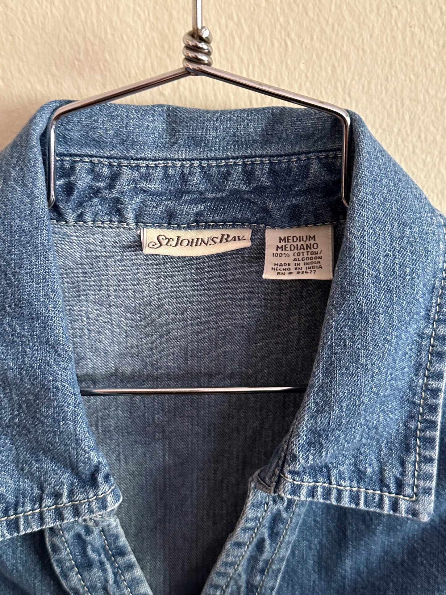 90s Blue Denim Sleeveless Button Down