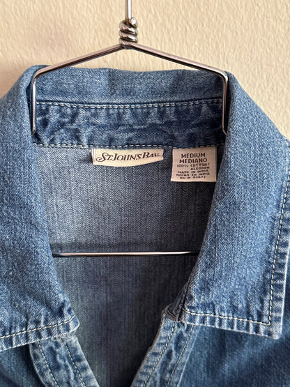 90s Blue Denim Sleeveless Button Down