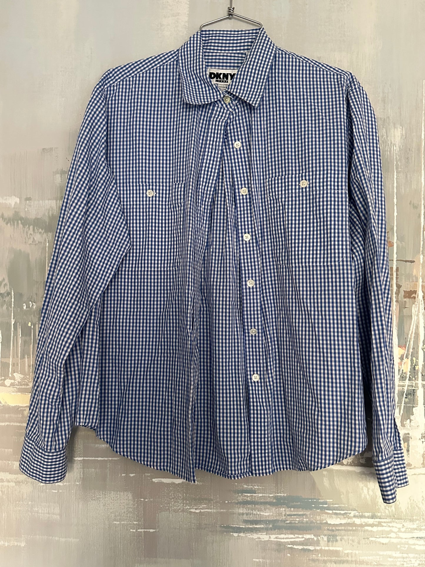 90s Blue Gingham Shirt - DKNY