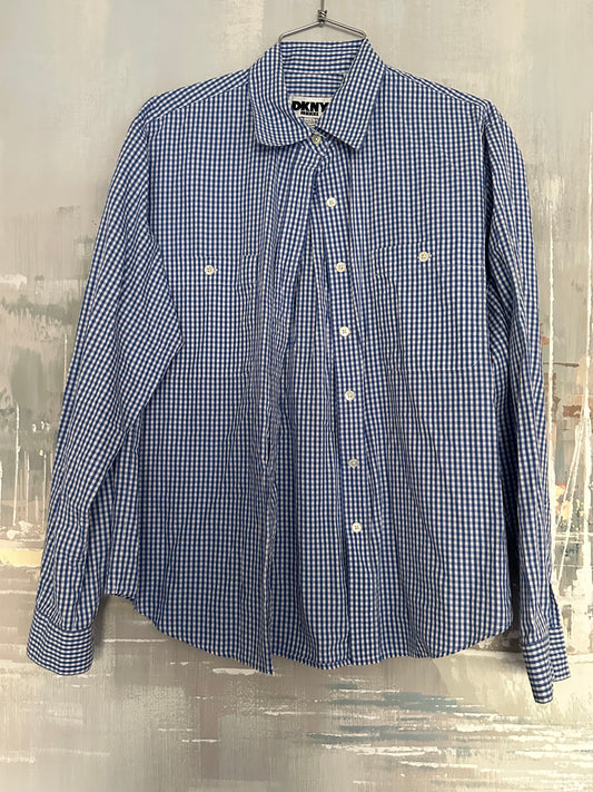 90s Blue Gingham Shirt - DKNY