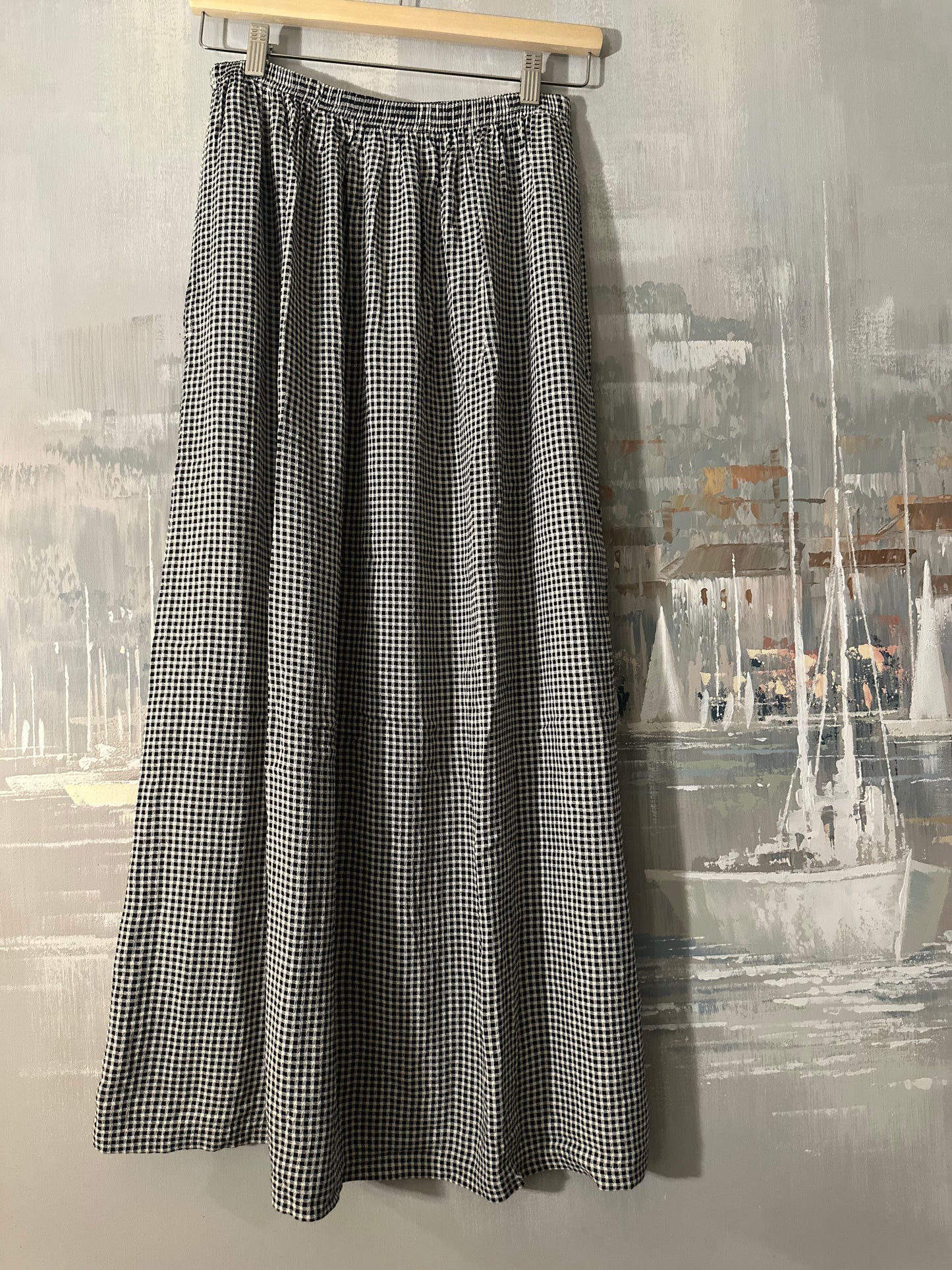 90s Black and White Gingham Skirt