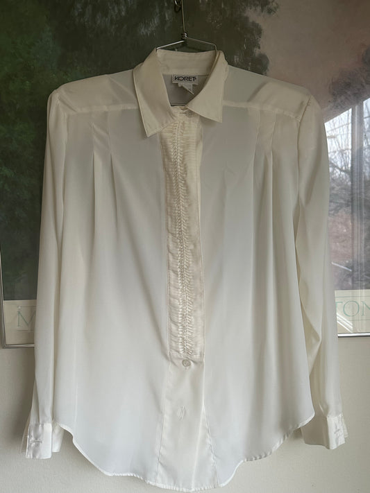 90s White Pleated Shirt